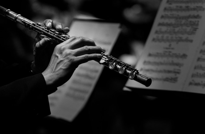 Flute player hands close-up musician band orchestra - Shutterstock