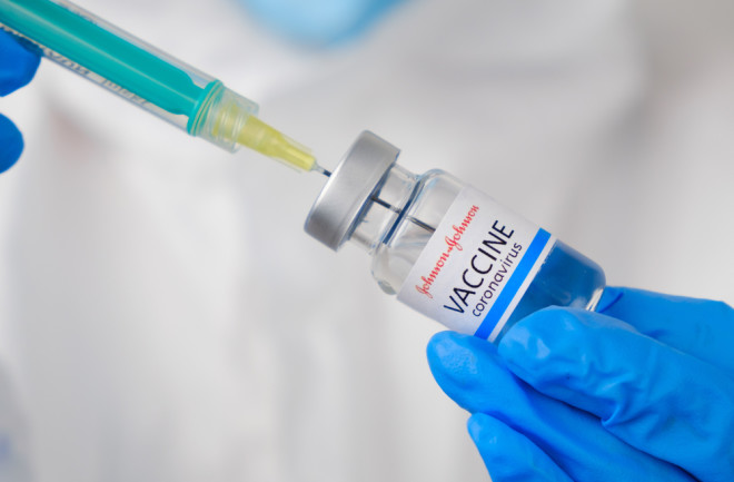johnson and johnson covid vial - shutterstock 1901384401